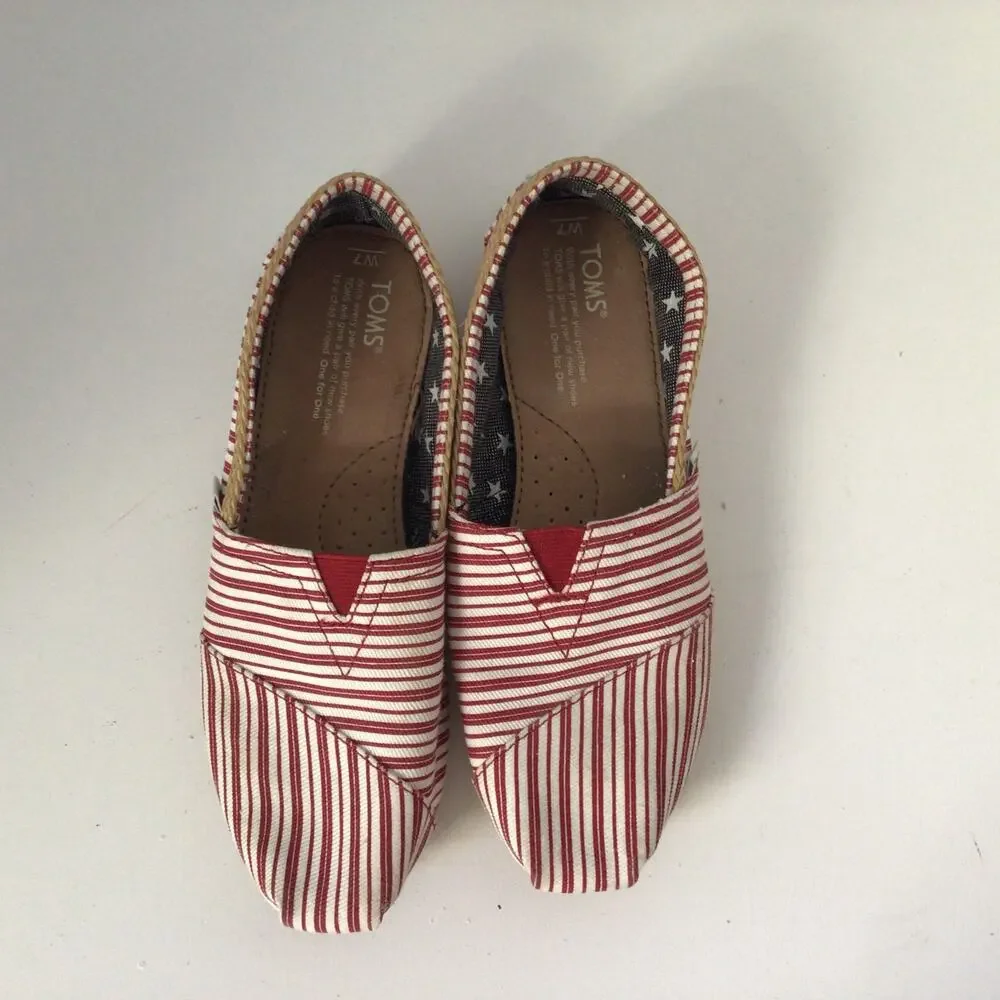 Toms Americana Red Stripe Classics Flats Sz 7W